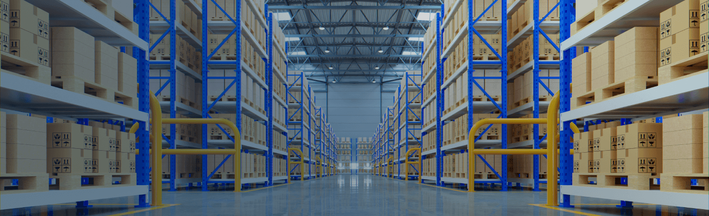 Warehouse with goods on shelves / Magazyn z towarami na półkach